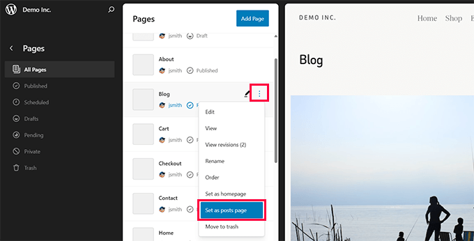 Easily set posts page in site editor 在站点编辑器中轻松设置帖子页面